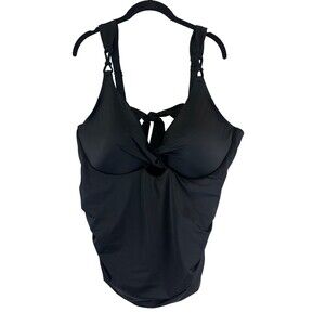 Swimsuits For All Tankini Top Black Twist Front Tie Back New Tags Womens Plus 22